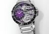 Armin Strom Orbit Midnight Purple extends the colour into
the movement