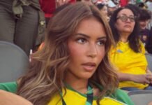 Brazil’s sexiest fan sends message to team as she watches on in stadium for World Cup draw against Morocco