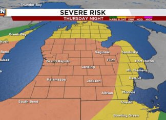 4Warn Weather Alert: Nighttime storms could bring damaging winds to Metro Detroit