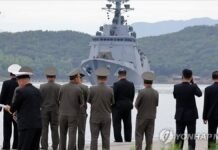 Kim watches Kang Kon destroyer set sail