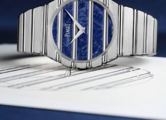 Piaget Polo 79 embraces ornamental stone with a blue
sodalite dial