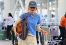 Not Sneakers: The Elegant Anti-Trend Flats Fashion People at the Airport Are Wearing With Drawstring Pants