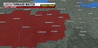 Tornado watch, issued for 47 counties, includes Indianapolis area