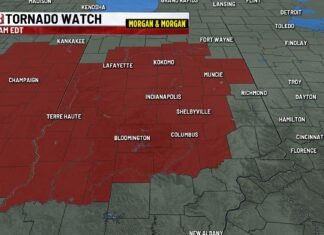 Tornado watch, issued for 47 counties, includes Indianapolis area