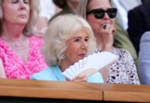 Queen Camilla joined by actor who played her husband in Wimbledon Royal Box as she watches Arthur Fery