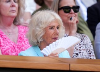 Queen Camilla joined by actor who played her husband in Wimbledon Royal Box as she watches Arthur Fery