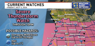 Severe Thunderstorm Watch issued for majority of West Michigan