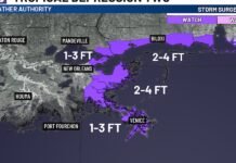 Tropical Storm and Storm Surge watches issued for Louisiana/Mississippi