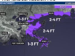 Tropical Storm and Storm Surge watches issued for Louisiana/Mississippi