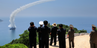 Kim Jong Un watches cruise missile tests from new 5,000-ton destroyer