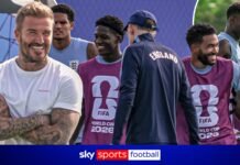 David Beckham watches on as Marc Guehi, Declan Rice and Reece James join England squad in training