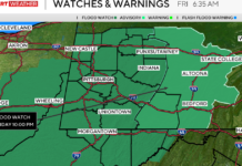 Flood watch for entire Pittsburgh area until 10 p.m. Friday