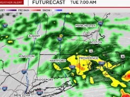 Flood watch issued in Massachusetts as weather forecast maps show heavy rain potential Tuesday