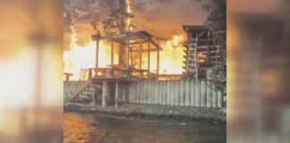 Man escapes Bradley Creek Wildfire by boat and watches cabin go up in flames