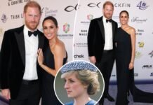 Meghan Markle wears Princess Diana’s diamond and sapphire earrings on date night with Prince Harry
