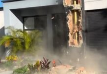 Family watches helplessly as Colombia quake destroys home