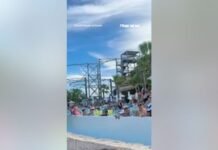Unexpected pool crowd watches couple’s intimate wedding ceremony
